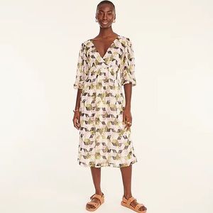 Lurex chiffon midi dress in patch-work print